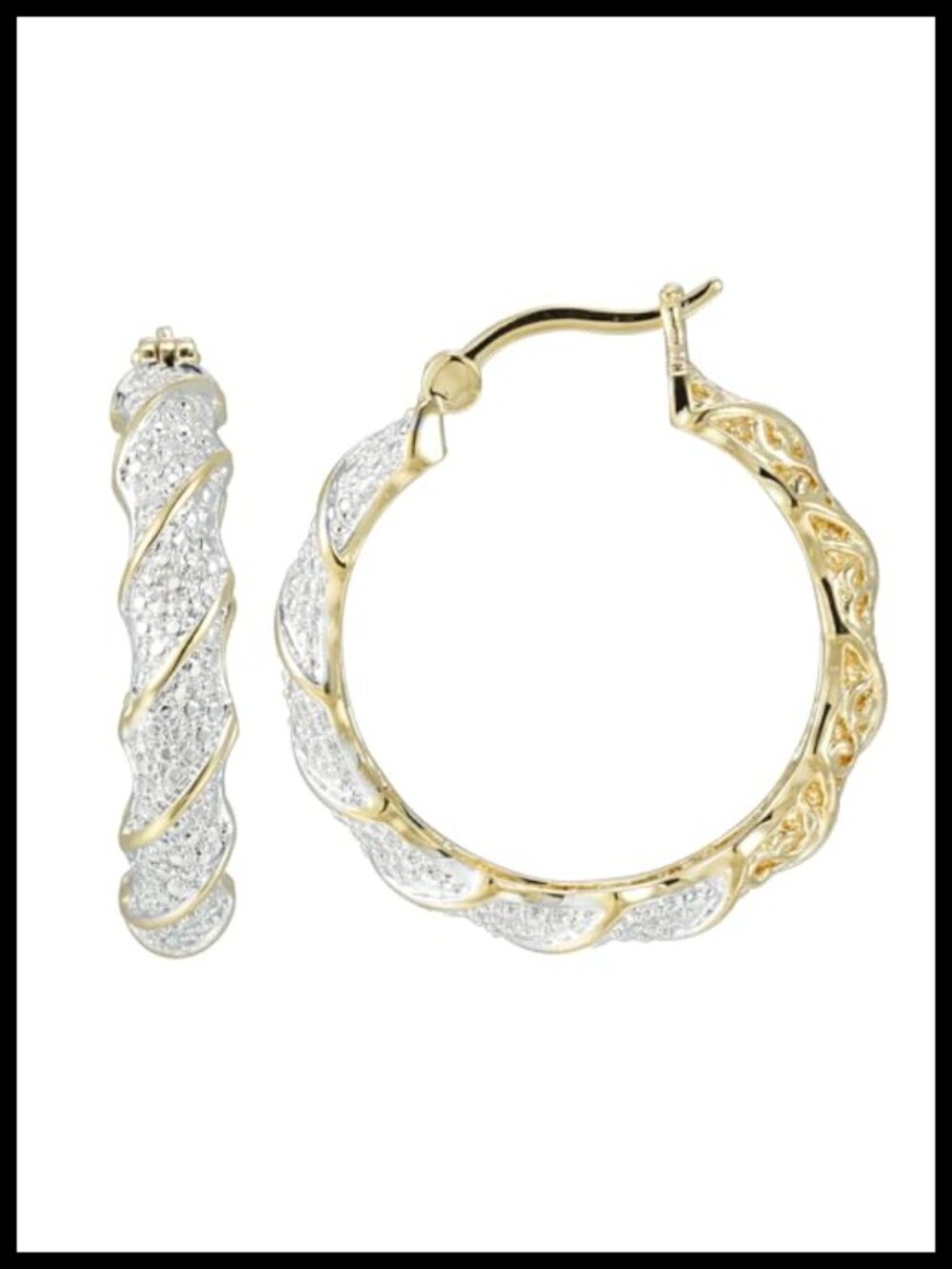 Plated Bronze Diamond Accent Twisted Hoop Earrings